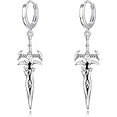 VONALA Sterling Silver Sword/Dagger/Celtic Dagger/Knife Dangle Drop Earrings Gothic Hoop Earrings Punk Grunge Jewelry for Men Women