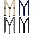 4 Pcs Suspenders for Men Under Clothing Jeans Suit Pants Hidden Suspenders for Men Women Airport Friendly One Size Black Beige Gray