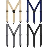 Sintege 4 Pcs Suspenders for Men Under Clothing Jeans Suit Pants Hidden Suspenders for Men Women Airport Friendly One Size Black Beige Gray