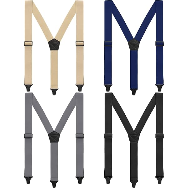 4-Pack Women's Hidden Suspenders - Adjustable Y-Back Braces For Under Clothes (Black & Beige)