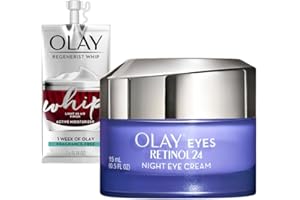 Olay Regenerist Retinol 24 Night Eye Cream, 0.5oz + Whip Face Moisturizer Travel/Trial Size Bundle