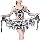 Nimiman Sequin Coins Fringe Belly Dance Hip Scarves Tassel Dance Belt Skirt for Women