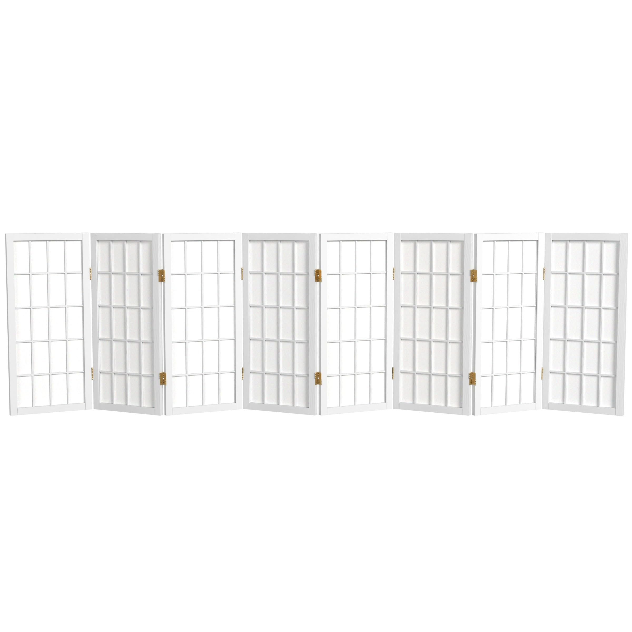 2 ft. Short Desktop Window Pane Shoji Screen - White - 8 Panels Image