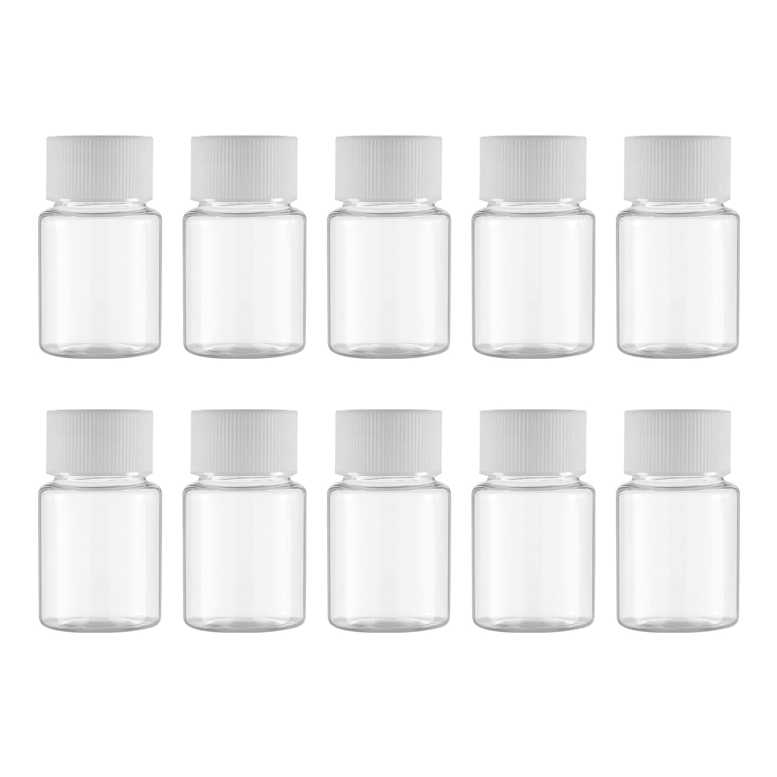 ULTECHNOVO 10Pcs 30ml Clear Plastic Pill Bottle Container, Reusable Empty Pill Tablet Dispenser Organiser for Liquid Tablet Pills