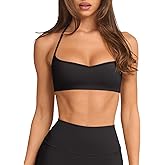 LASLULU Womens Adjustable Spaghetti Straps Sports Bra Sweetheart Neck Wireless Padded Workout Yoga Crop Tops