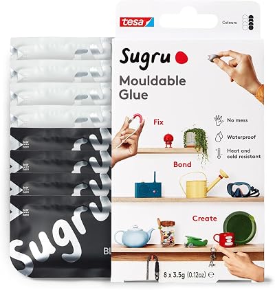 tESA Sugru Mouldable Glue Black and White 8 Pack Multi Purpose