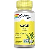 SOLARAY Sage Leaves Supplement for Women & Men - Sage Leaf Capsules, Natural Herbal Support for Immune System, 570 mg, Non GMO - 100 Veg Caps