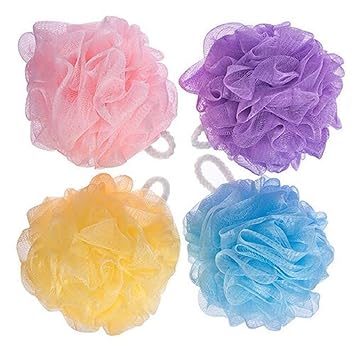 Boldnyoung Bath Scrub loofah/lufa for women & Men, Assorted Color, Pack of 4