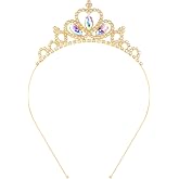 KICOSY AB Gold Tiara Crown Headband for Women, Crystal Crown Headpiece, Elegant Hollow Rhinestone Hair Accessory for Wedding Prom Birthday Costume Formal Party