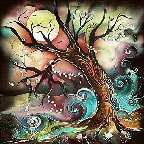Norbi Painting With Diamonds, Life Tree Embroidery Diamond by Number Kits Rhinestone Painting Cross Stitch Kit Wall Art Decor for Kids Adult Beginner