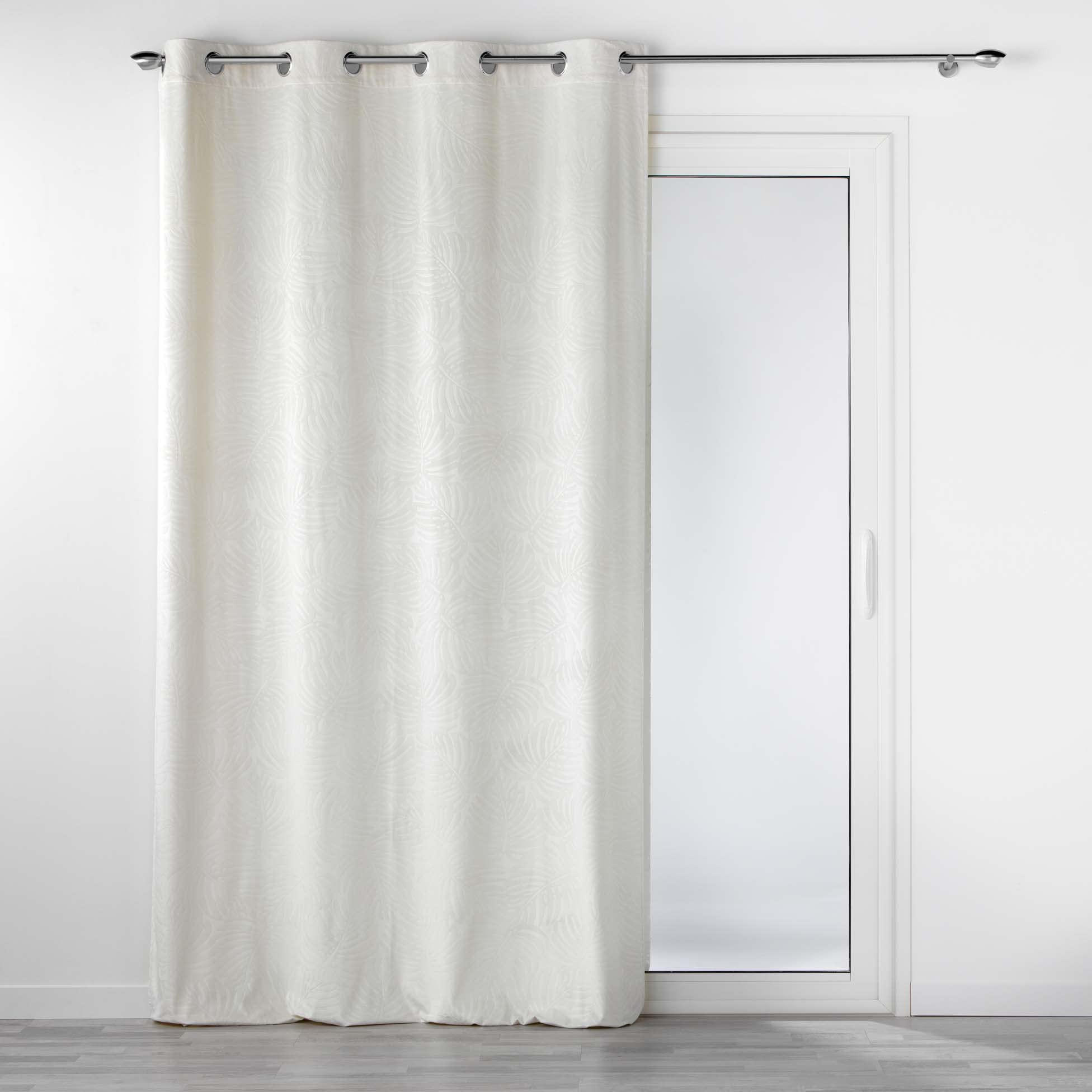 Douceur d'Intérieur, Analia Natural Blackout Curtain with Eyelets 140 x 240 cm Embossed Velvet