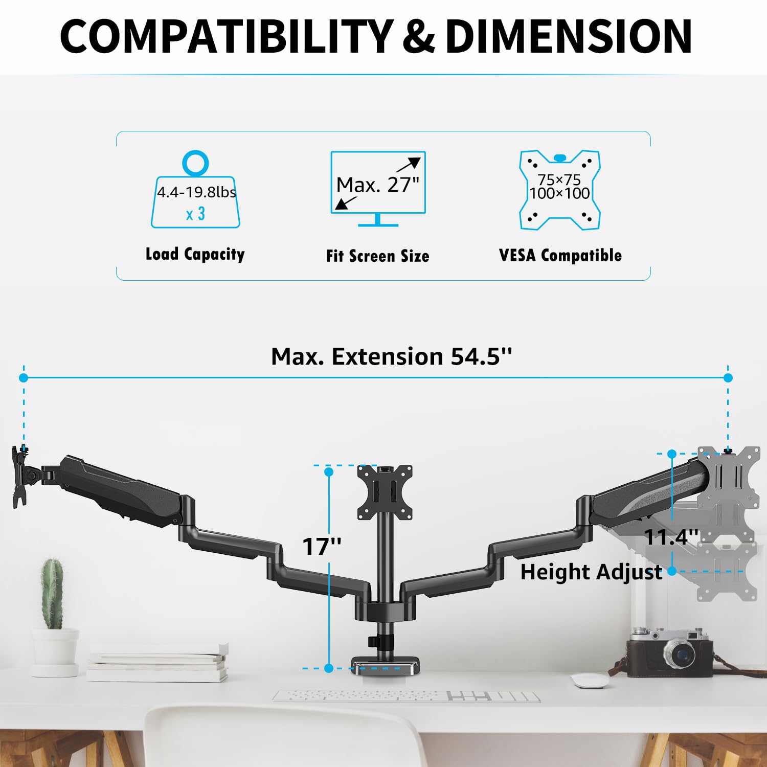 Mua MOUNTUP Triple Monitor Stand Mount - 3 Monitors Desk Mount for ...