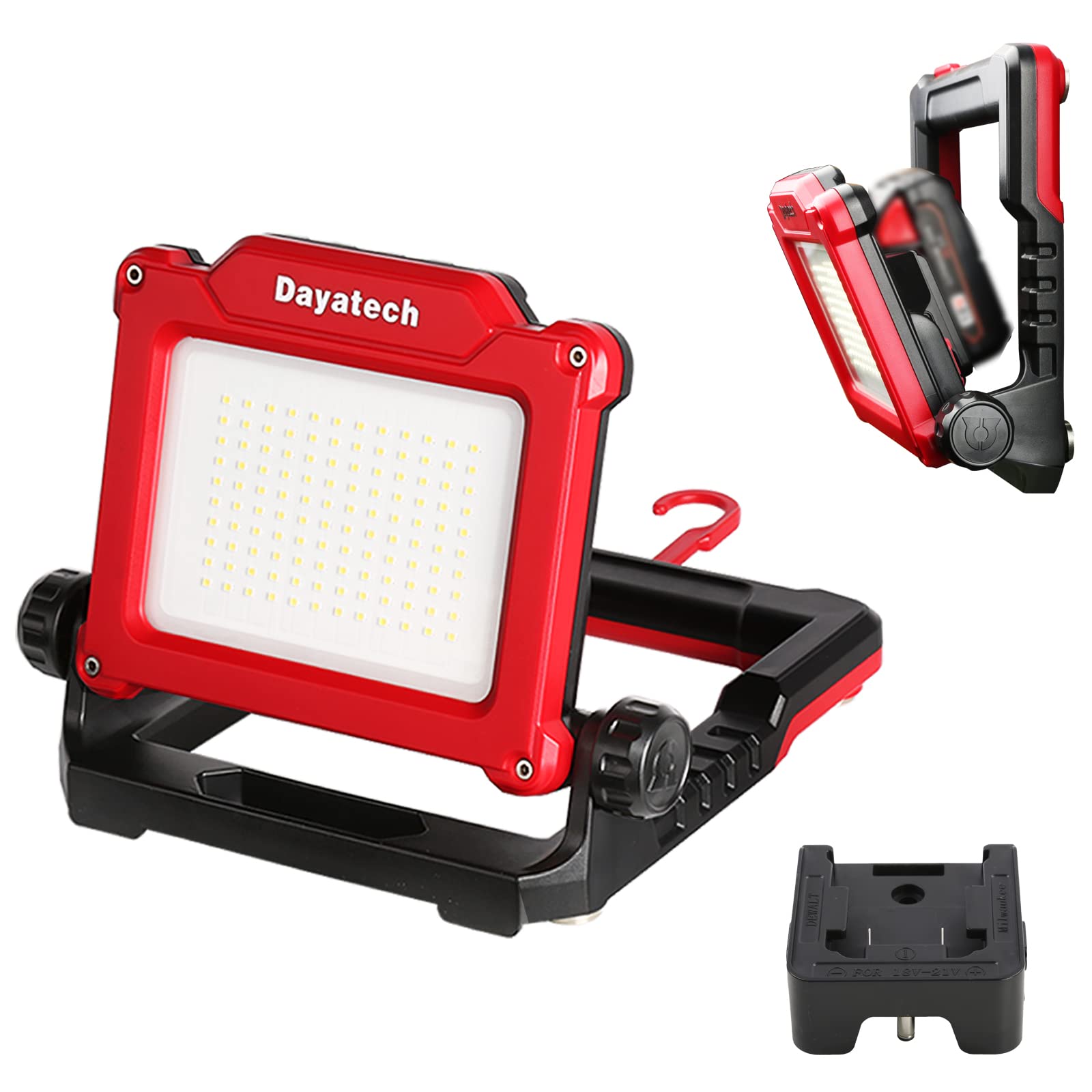 Photo 1 of DAYATECH Cordless LED Work Light Compatible with Dewalt and Milwaukee 18-20V Battery, 4000 LM 25 W, Flickerless, Brightness Adjustable, Foldable Base with Magnets, (Battery/Charger Not Included)