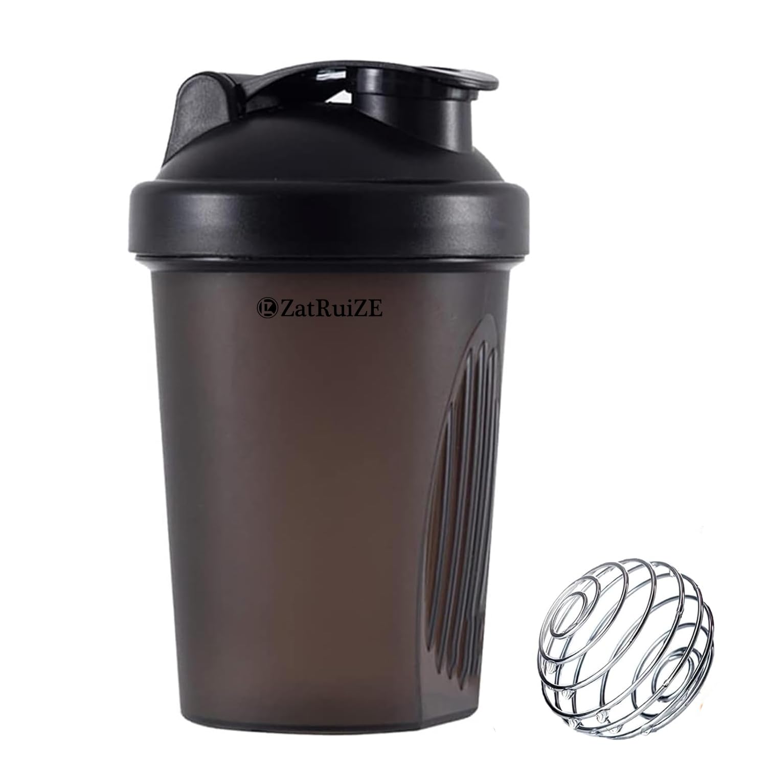 ZatRuiZE Protein Shaker Bottle 400ml, Leak-Proof Lid with Stainless Steel Mixing Ball, BPA-Free Gym Shaker Cup for Lump-Free Protein Shakes