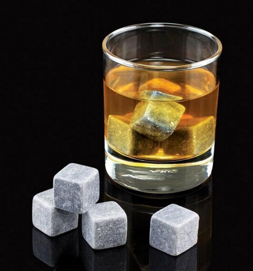 Vina Whiskey Wine Chiller Stones Set, 9 Premium Chilling Ice Rocks for Beer Bourbon etc. Chill Any Beverage Without Diluting It, with a Black Storage Pouch，Light Grey