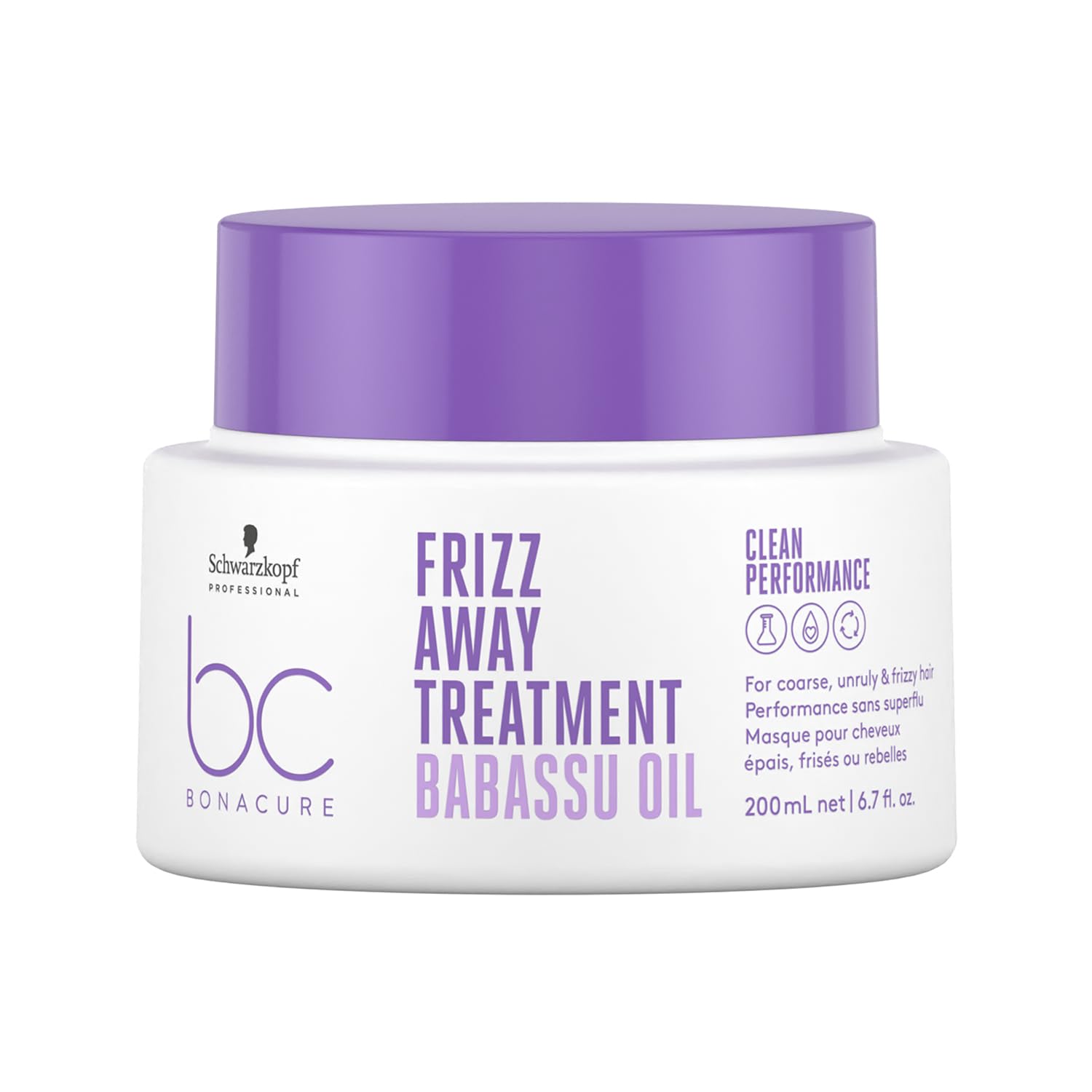 Schwarzkopf Professional Bonacure Frizz Away Treatment Mask For Coarse Unruly Frizzy Hair Vegan Care Complex Babassu Oil Frizz Control Improved Manageability Nourishing Detangling 200 ml