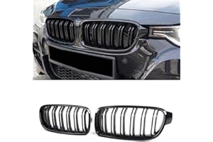 MAXDOM LLC MAXDOM Replacement Front Upper Grill Fit for BMW (2012-2018) 3 Series F30 F31 – Gloss Black Double Slats ABS Grille