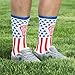 Chalk talk sports Athletic Half Cushioned Crew Socks, Mid Calf, American Lax Socks, Red/White/Blue one size
