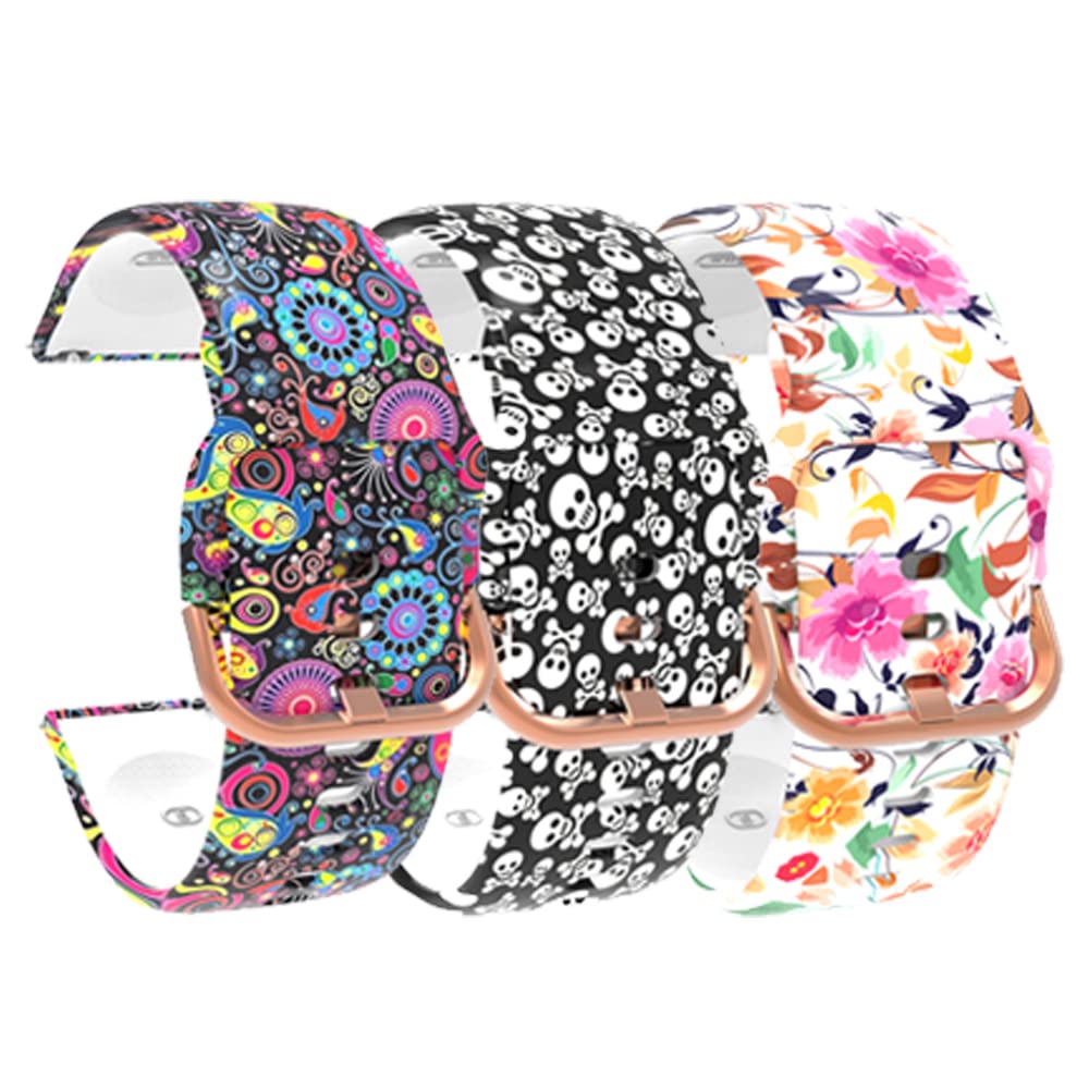 Chofit Straps Compatible with Popglory Strap, 3-Pack 20mm Soft Silicone Replacement Quick Release Band Pattern Floral Bracelet Sport Wristband for Popglory P22 Smart Watch (3C)