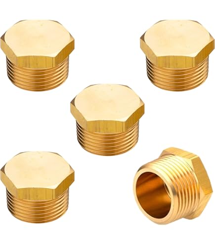 10PCS 1/4 NPT Male Plug - Brass Internal Hex Thread Socket Plugs For Industrial Use