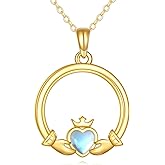 KECHO Claddagh Necklace for Women 14K Gold Claddagh Pendant Birthday Gifts Jewelry Gifts for Her