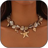 MIFYNN Gold Starfish Necklace for Women Seashell Pendant Necklace Shell Charm Necklaces Stone Choker Necklaces Boho Summer Jewelry Gifts