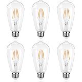 Antique LED Bulb, SHINE HAI 4W (40W Equivalent) ST64 Vintage Edison Light Bulb LED Lighting, 470 Lumen 2200K Warm White E26 Base, Pack of 6