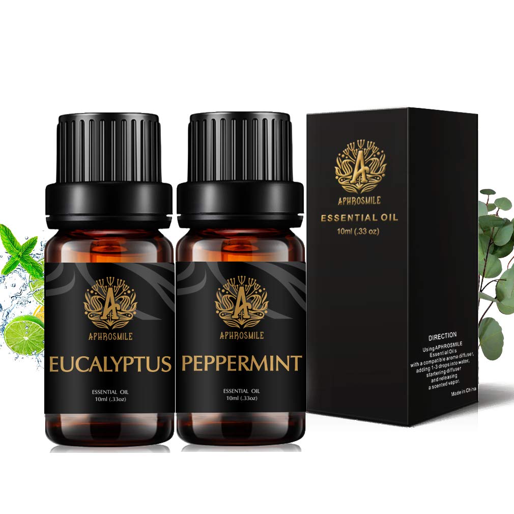 Aromatherapy Eucalyptus Essential Oils Peppermint Set, 100% Pure Eucalyptus Scented Oils Peppermint Set, 2x10ml Therapeutic Grade Peppermint Essential Oils Eucalyptus Fragrance Kit for Diffuser,Home