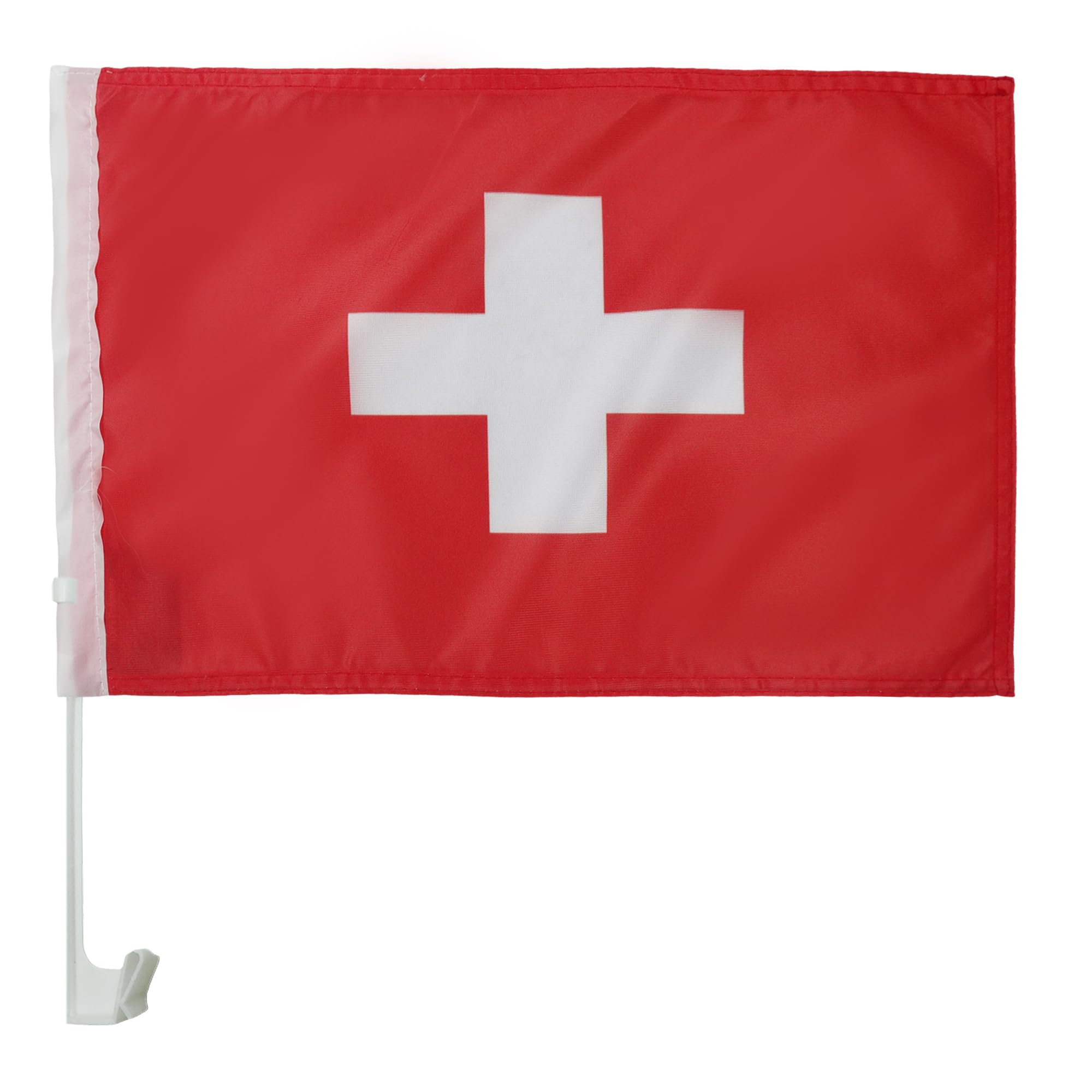 AZ FLAG Switzerland Car Flag 18'' x 12'' - Swiss Car flags 30 x 45cm - Banner 18x12 INCHES PLASTIC STICK