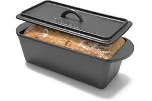 Cuisiland Cast Iron Bread Loaf Pan with Lid – Pre-Seasoned Heavy Duty 4QT Rectangular Bread Pan, 14” with Handles