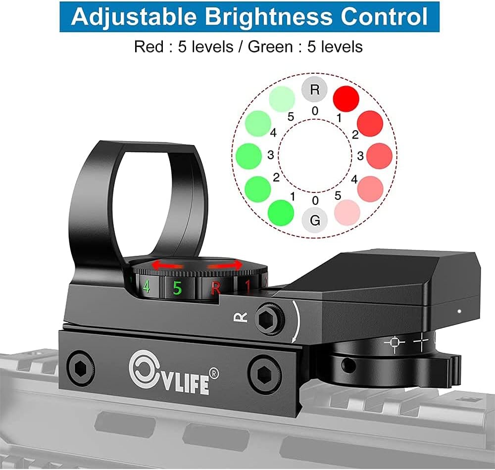CVLIFE 1X22X33 Red Green Dot Gun Sight Riflescope Reflex Sight for 20mm Rail: Sports & Outdoors