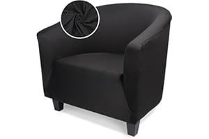 Treaful Club Chair Slipcover, 1 Piece Black Stretch Barrel Chair Slipcover with Arms, Tub Soft Armchair Sofa Cover Set Removable Couch Furniture Protector for Living Room Hotel
