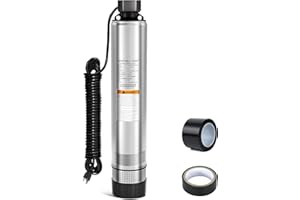 Azzuno 1/2 HP Submersible Water Pump, 115V 60Hz Stainless Steel Septic Pump with 33FT Cable, High-Efficiency Construction, Ultra-Quiet Deep Well Pumps for Sump Drainage, Basement, Vault