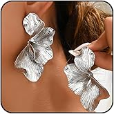 Chunky Gold Large Flower Drop Earrings for Women Big Statement Floral Stud Earrings Retro Leaf Geometric Dangle Earring Birthday Jewelry Accessories