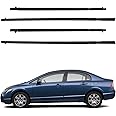 Dasbecan 4Pcs Weatherstrip Window Seal Car Window Moulding Trim Compatible with Honda Civic 2006-2011 Replaces#72450-SNA-A01 72410-SNA-A01 72950-SNA-A01 72910-SNA-A01