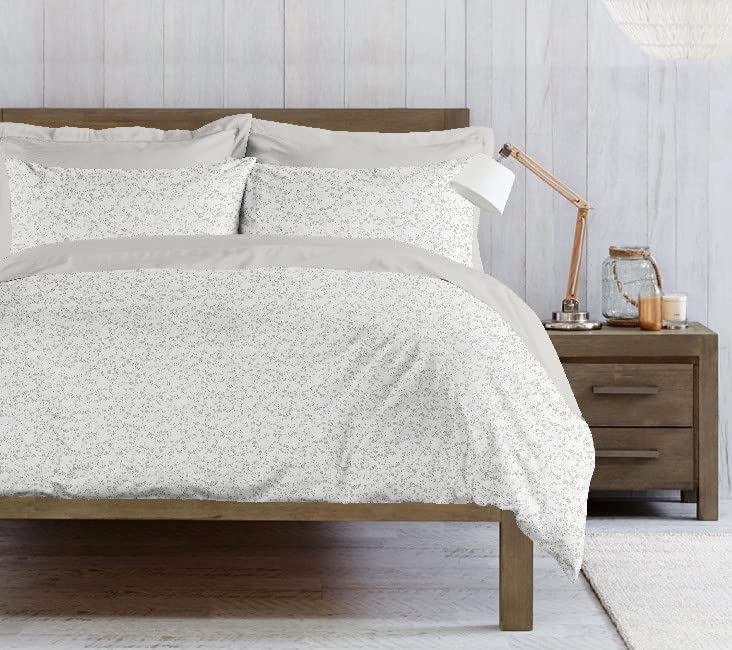 Homemania Mandy Set, Natura, Double, with Duvet Cover, Pillowcase for Bed, White, Grey, Cotton, 250 x 200 cm