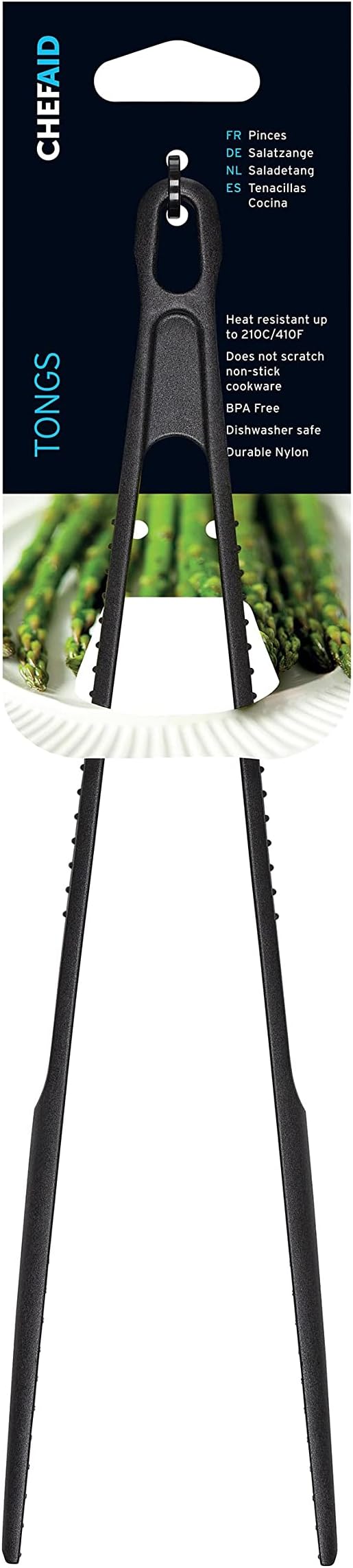 Chef Aid Nylon Serving Tongs BPA Free Non Stick Safe 210C Black