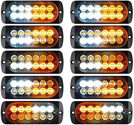 DEBBD 10X Emergency 12 LED Amber White Strobe Light Tow Truck Flashing 12V-24V