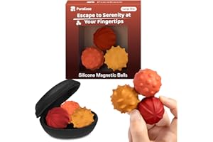 PURAEASE Magnetic Sensory Fidget Balls – 3PC Large Weighted Textured Silicone Stress Relief Toys for Adults & Teens with ADHD, Autism, Anxiety – Quiet Fidget Magnets for Desk, Travel, Office & Gifting