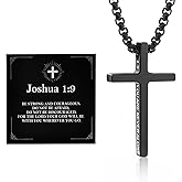 Alissl Boys Cross Necklace for Teen Boy Men,316L Stainless Steel Bible Verse Mens Pendant Christian Baptism Valentines Day Gifts for him Teens Prayer