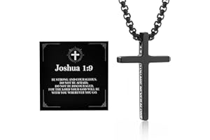 Alissl Boys Cross Necklace for Teen Boy Men,316L Stainless Steel Bible Verse Mens Pendant Christian Baptism Christmas Gifts for Teens Prayer First Communion Confirmation