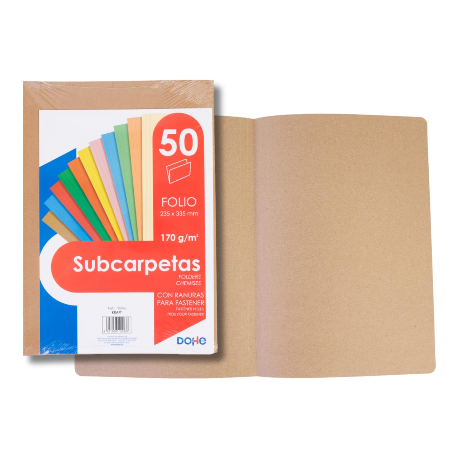 DOHE - Pack Subfolders - Folio - Kraft - 50 pcs - FSC Mix AEN-COC-000243 - Beige