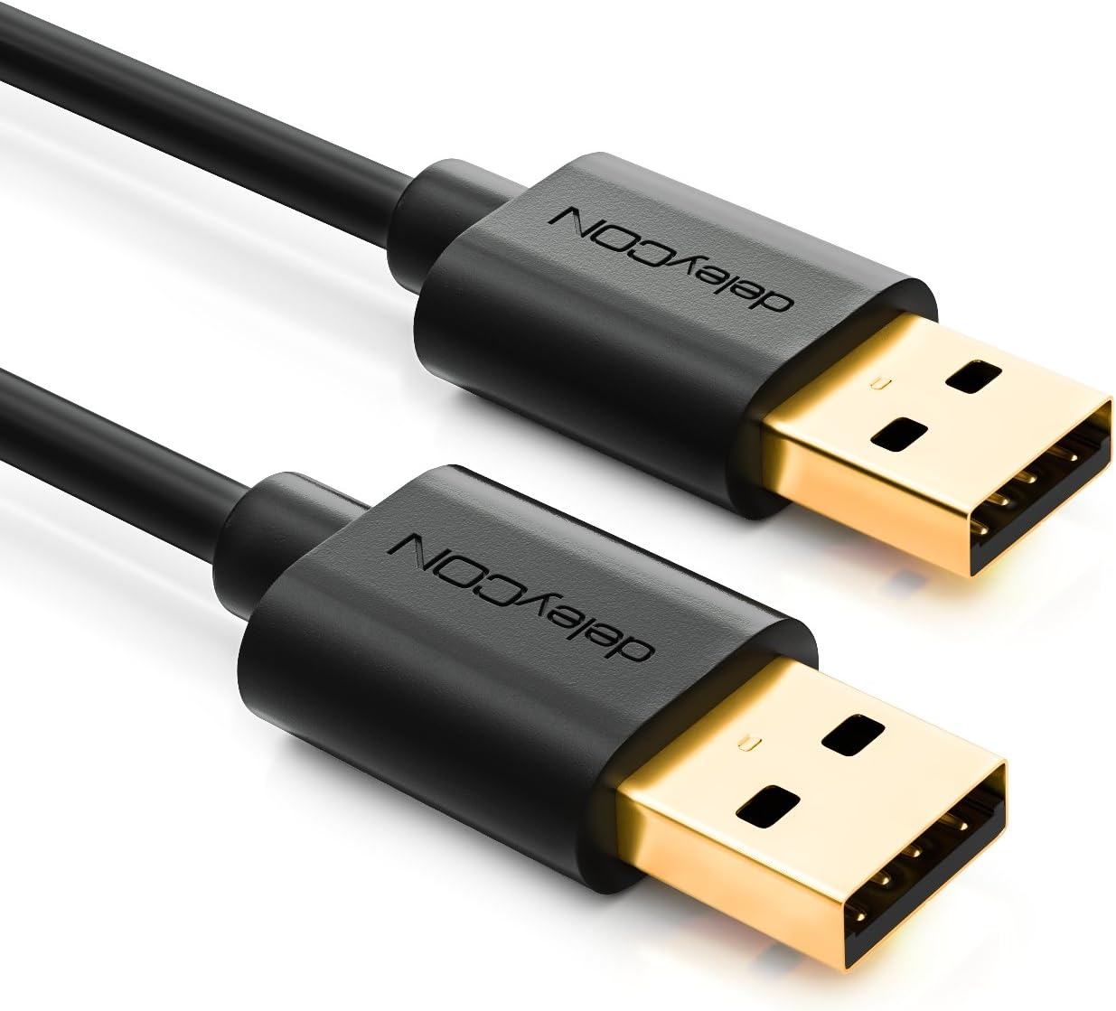 deleyCON 3.0m (9.84 ft.) USB 2.0 High Speed Data Cable - USB A Plug to USB A Plug - Shielded & Flexible Cable - Fast Data Transfer - Black - Image 3