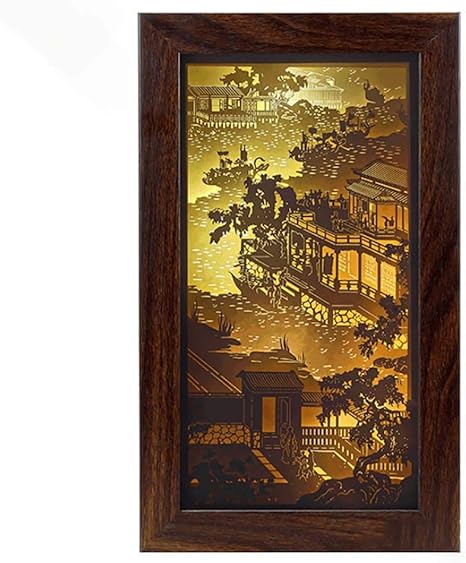 Amazon Co Jp ペーパーカットのライトボックス 3dシャドーボックス の古代装飾ライト クリエイティブシャドウ絵画のledナイトライトランプ バレンタインデーのギフト ペーパーカット3dシャドーボックス ホーム キッチン