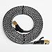 Tera Grand - 6FT - CAT7 10 Gigabit Ethernet Ultra Flat Patch Cable for Modem Router LAN Network - Braided Jacket, Gold Plated Shielded RJ45 Connectors, Faster Than CAT6a CAT6 CAT5e, Black & White