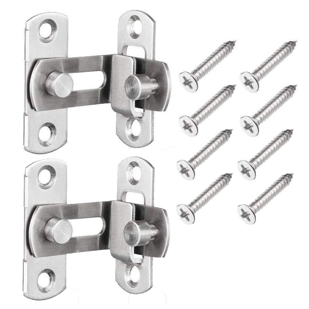 WANLIAN (2 pcs) 90 Degree Door Buckle Bolt Stainless Steel Right Angle Right Angle and Window Bathroom Door Latch Stainless Buckle Wood Anti Theft Latch Lock Thickened Wall Mounted