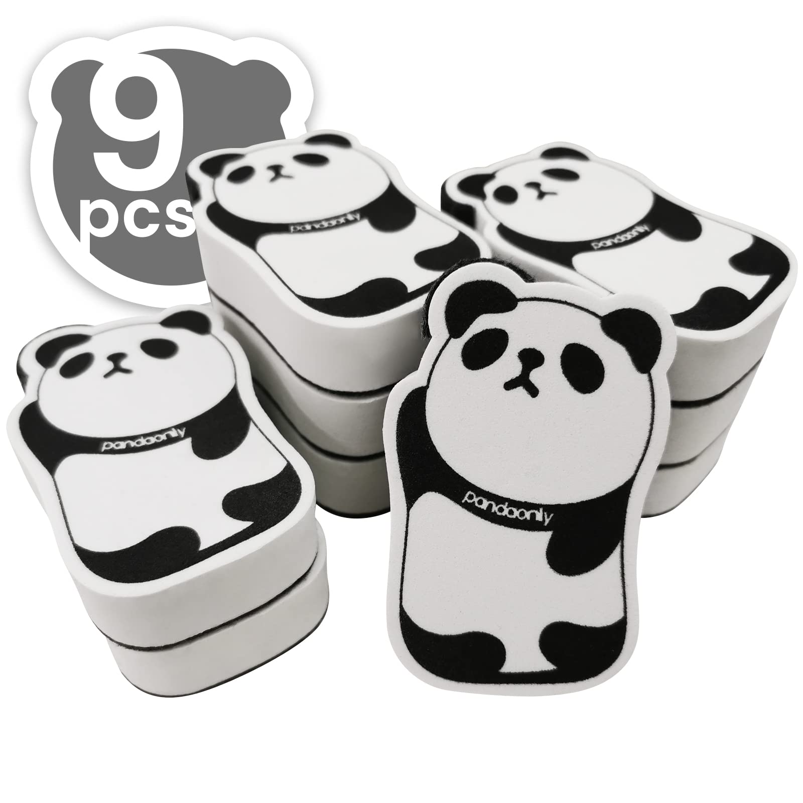Pandaonly 9 Packs Whiteboard Rubber Mini,Panda Animal Shaped Magnetic Whiteboard Eraser,Chalkboard Eraser for Classroom Home Office School