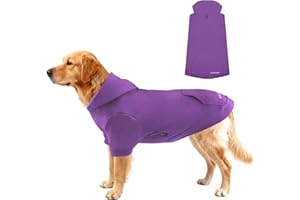 Kickred Basic Dog Hoodie Sweatshirts, Pet Clothes Hoodies Sweater with Hat and Leash Hole, Soft Cotton Outfit Coat for Large Medium Small Dogs, Purple (X-Large)