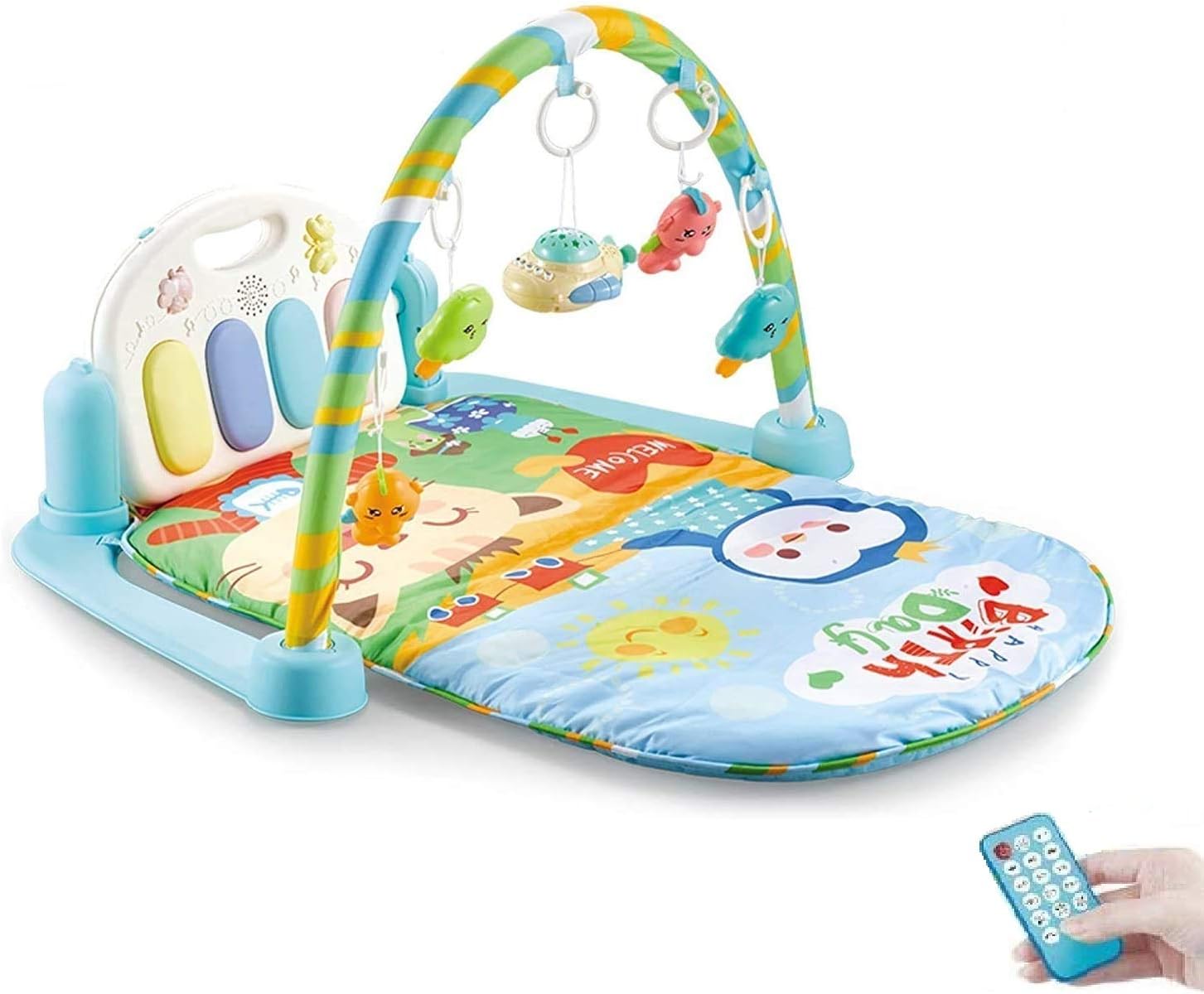 Supreme Deals Baby's 3-in-1 Kick and Play Musical Activity Gym Lay, Sit and Play Mat with Music, Projection Lights and Wireless Remote (Multicolour, Up to 2 Year)
