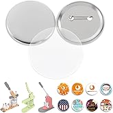 100 Sets 2.28 Inch Button Maker Supplies 58mm Button Making Supplies Blank Button Pins Metal Round Badge Button Parts Making Kit For Button Maker Machine With Metal Cover,Metal Back Pin Cover